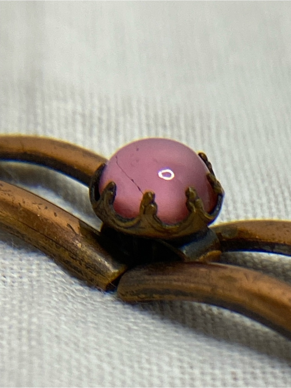 Vintage Copper Tone Moonglow Lucite Cabochon Link Bracelet Pastel MCM - Picture 9 of 16